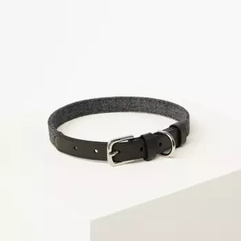 Barq Кожаный ошейник - Tesoro Collar, M (32-38 см), Черный графит