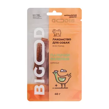 BIGOOD Лакомство Палочки вяленые куриные для собак всех пород, 40 гр.