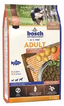 Bosch Adult корм для собак со средним уровнем активности старше 1 года, с лососем и картофелем, 3 кг