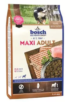 Bosch Adult Maxi корм для собак крупных пород (весом свыше 30 кг) со средним уровнем активности старше 1 года, 3 кг