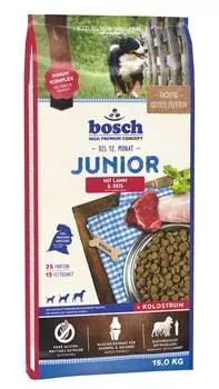 Bosch Junior корм для щенков с чувствительным пищеварением, с ягненком и рисом, 15 кг