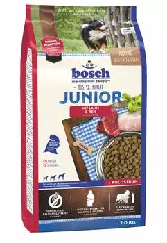 Bosch Junior корм для щенков с чувствительным пищеварением, с ягненком и рисом, 1 кг