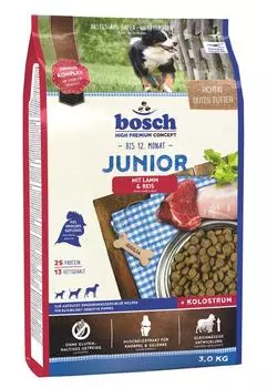 Bosch Junior корм для щенков с чувствительным пищеварением, с ягненком и рисом, 3 кг