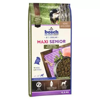 Bosch Maxi Senior корм для возрастных собак крупных пород, с птицей и рисом, 12,5 кг