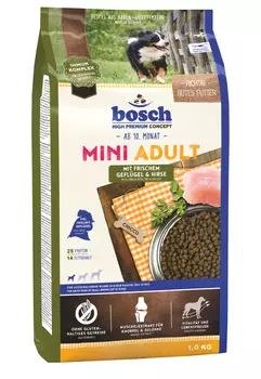 Bosch Mini Adult корм для собак мелких пород старше 1 года, с птицей и просом, 1 кг