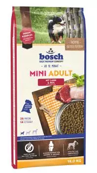 Bosch Mini Adult корм для собак мелких пород старше 1 года, с ягненком и рисом, 15 кг