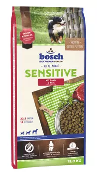 Bosch Sensitive корм для собак, склонных к аллергии, с ягненком и рисом, 15 кг