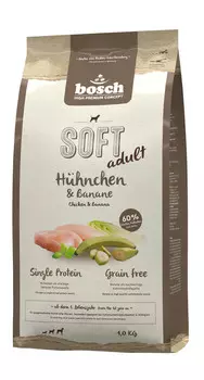 Bosch Soft Adult корм для собак старше 1 года, с курицей и бананами, 1 кг