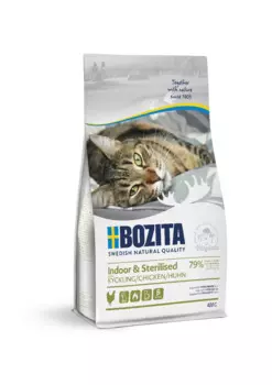 Bozita Indoor &amp; Sterilized Chicken сухой зерновой корм с курицей для домашних стерилизованных кошек, 400г