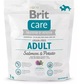 Brit Care Salmon &amp; Potato Adult беззерновой корм для собак мелких и средних пород, с лососем и картофелем, 1 кг