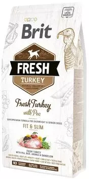 Brit Fresh Turkey with Pea Adult Fit &amp; Slim сухой корм для взрослых собак со сниженной активностью, со свежей индейкой и горошком, 2,5кг