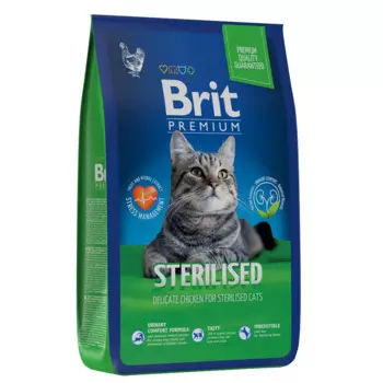 Brit Premium Cat Sterilised Сухой корм для стерилизованных кошек, с курицей, 8 кг