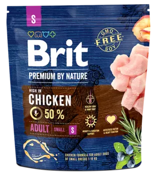 Brit Premium by Nature Adult S корм для взрослых собак мелких пород, с курицей, 1 кг