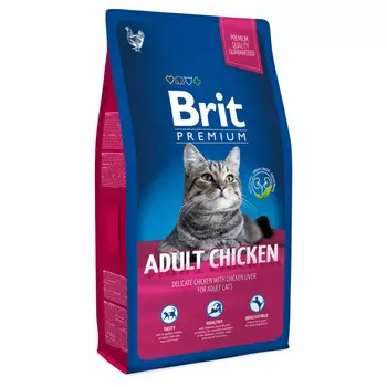 Brit Premium Cat Adult корм для взрослых кошек, с курицей и печенью, 1,5 кг
