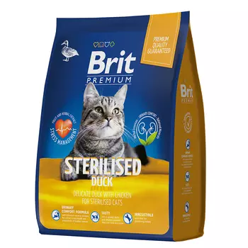 Brit Premium Cat Duck&Chicken сухой корм для стерилизованных кошек с уткой и курицей, 400г