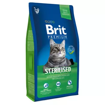 Brit Premium Cat Sterilised корм для кастрированных котов и стерилизованных кошек, с курицей и печенью, 800 г