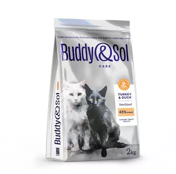 Buddy&Sol Care Сухой корм для стерилизованных кошек, с индейкой и уткой, 2 кг