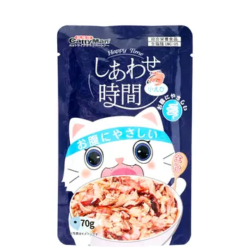 CATTYMAN Влажный корм (пауч) для улучшения пищеварения кошек и котят на основе креветок и японского тунца бонито, 70 гр.