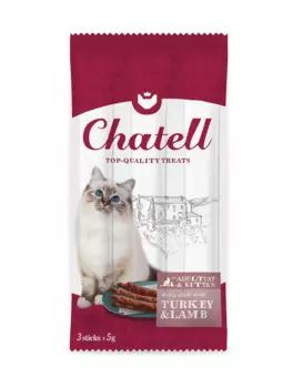 Chatell Лакомство для взрослых кошек и котят с индейкой и ягнёнком (3 шт.), 15г