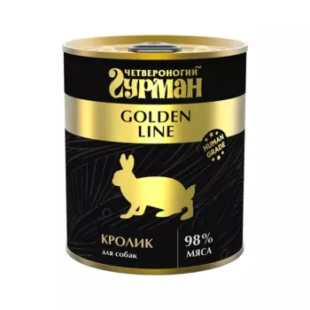Четвероногий Гурман Golden Line Влажный корм (консервы) для собак, с кроликом, 340 гр.