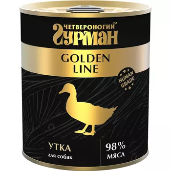 Четвероногий Гурман Golden line Влажный корм (консервы) для собак, с уткой, 340 гр.