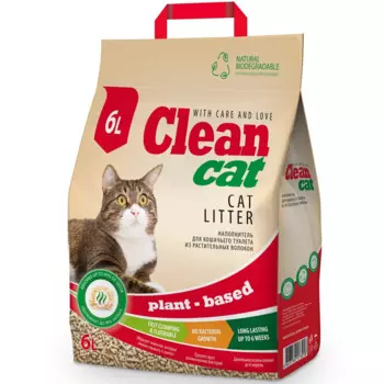 Clean Cat Наполнитель комкующийся из растительных волокон для кошачьего туалета, 6 л