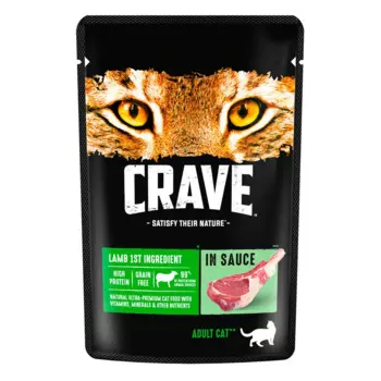 Crave Корм влажный для взрослых кошек, с ягненком в соусе, 70 гр.