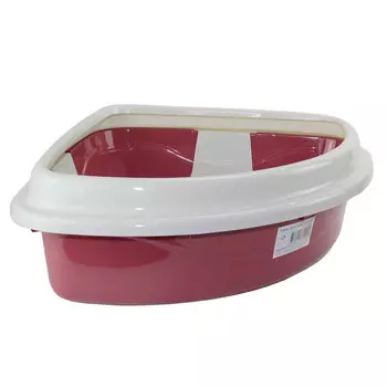 Dogman Туалет угловой для кошек Триплекс, 42х42х15 см, красный