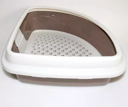 Dogman Туалет угловой для кошек Триплекс, 42х42х15 см, светлое дерево