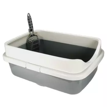 Dogman Туалет с бортиком для кошек Гранд, 57х40х23 см, светло-серый