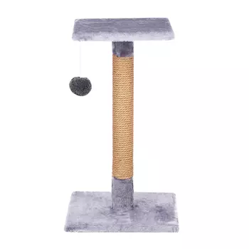 Домоседы Когтеточка-столбик (высота 60 см) из джута с полкой для кошек, серый