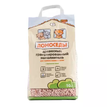 Домоседы Наполнитель древесный гранулированный для кошачьего туалета, 10 л (4 кг)