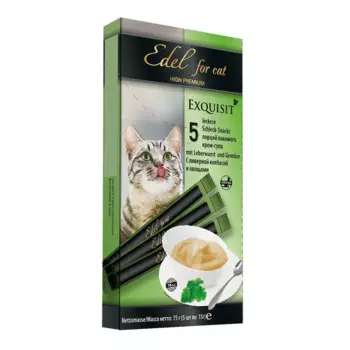EDEL FOR CAT Лакомство Крем-суп с ливерной колбасой и овощами для кошек, 5x15 гр.