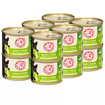 ENSO Влажный корм (консервы) для взрослых собак всех пород, с кроликом, тыквой и гречкой, 190 гр.