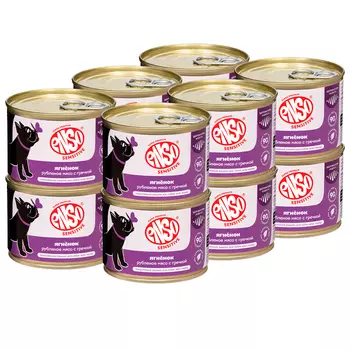 ENSO Влажный корм (консервы) для взрослых собак всех пород, с ягненком и гречкой, 190 гр.