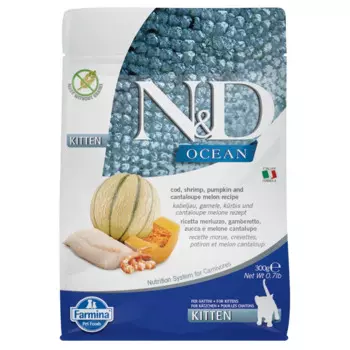 Farmina Ocean Cat Сухой корм для котят, с треской, креветкой, тыквой и дыней, 300 гр.