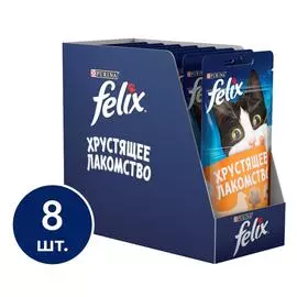 Felix Хрустящее Лакомство. Корм сухой неполнорационный для взрослых кошек, со вкусом курицы, 60 г
