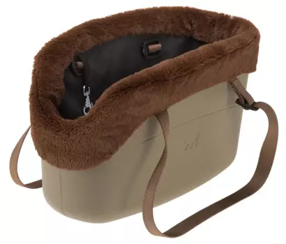 Ferplast Сумка-переноска с меховым чехлом для собак мелкого размера With-Me, 21,5x43,5x27 см, бежевый