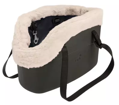 Ferplast Сумка-переноска с меховым чехлом для собак мелкого размера With-Me, 21,5x43,5x27 см, черная