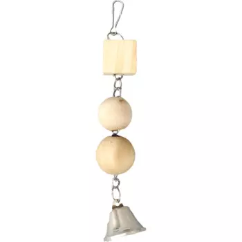 Flamingo Игрушка с деревянными шариками, кубиком и колокольчиком для птиц, 5х5х25 см