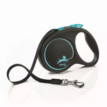 Flexi Рулетка для собак Black Design, M, до 25 кг, ремень 5 м, черно-синяя