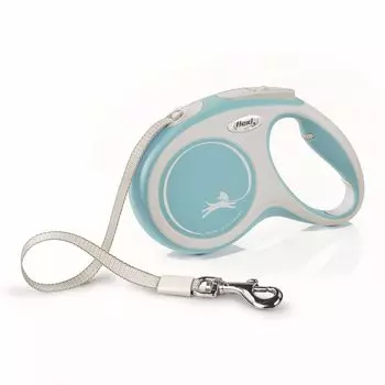 Flexi Рулетка для собак New Comfort, M, до 25 кг, ремень 5 м, светло-голубой