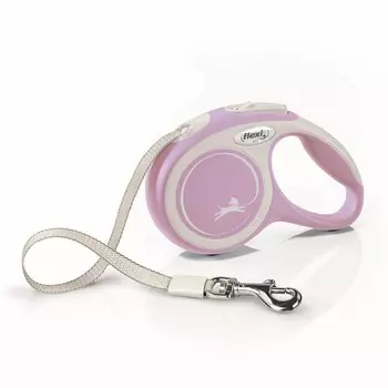 Flexi Рулетка для собак New Comfort, XS, до 12 кг, ремень 3 м, светло-розовая