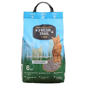 FRESH TRAIL Наполнитель минеральный впитывающий для кошачьего туалета Luxe, 6 кг