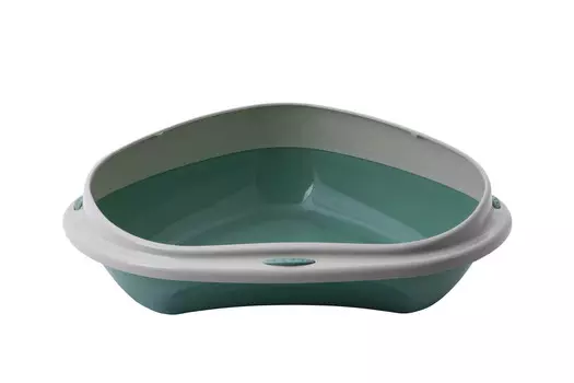 Georplast Туалет угловой с высоким бортиком для кошек Shuttle Corner, 49х40х17,5 см, зеленый