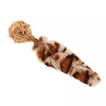 GiGwi Игрушка для кошек Плетеный мячик с колокольчиком и с хвостом с кошачьей мятой 12 см