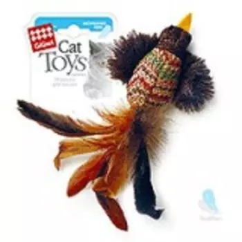 GiGwi Игрушка для кошек Птичка с перьями, ткань, куриное перо 6 см