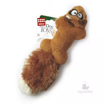 GiGwi Игрушка для собак Белка с двумя пищалками, ткань, резина 24 см