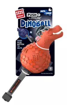 GiGwi Игрушка для собак Динобол Т-рекс с отключаемой пищалкой, оранжевая 13 см