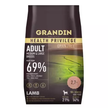 Grandin Holistic Сухой корм для собак средних и крупных пород, с ягненком, 2,7 кг